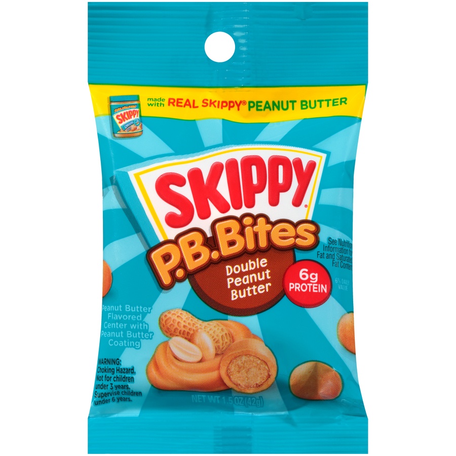 slide 1 of 6, Skippy P.B. Bites Double Peanut Butter Snacks, 1.5 oz