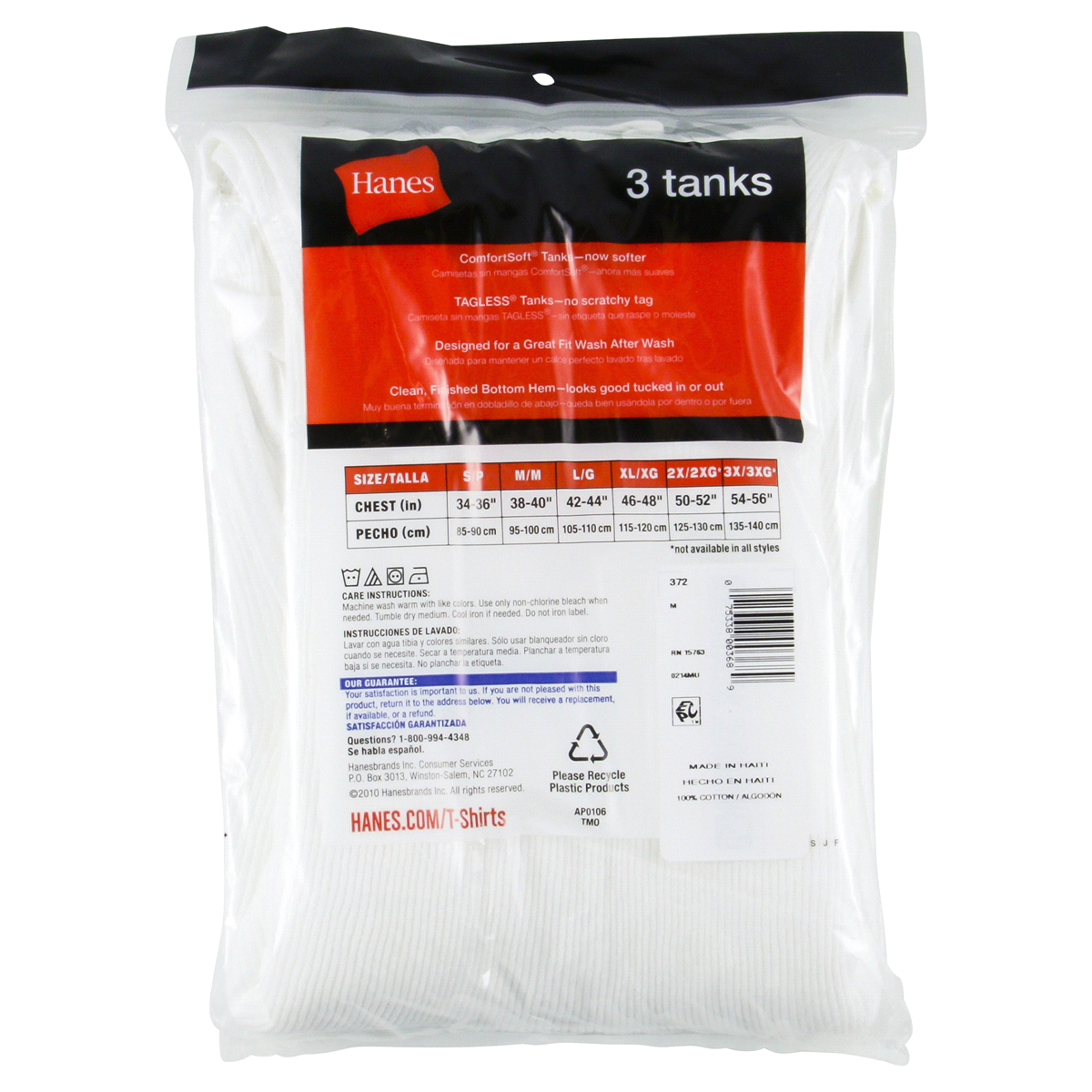 slide 3 of 5, Hanes Tagless Tanks Medium (38-40) 3 ea, 3 ct