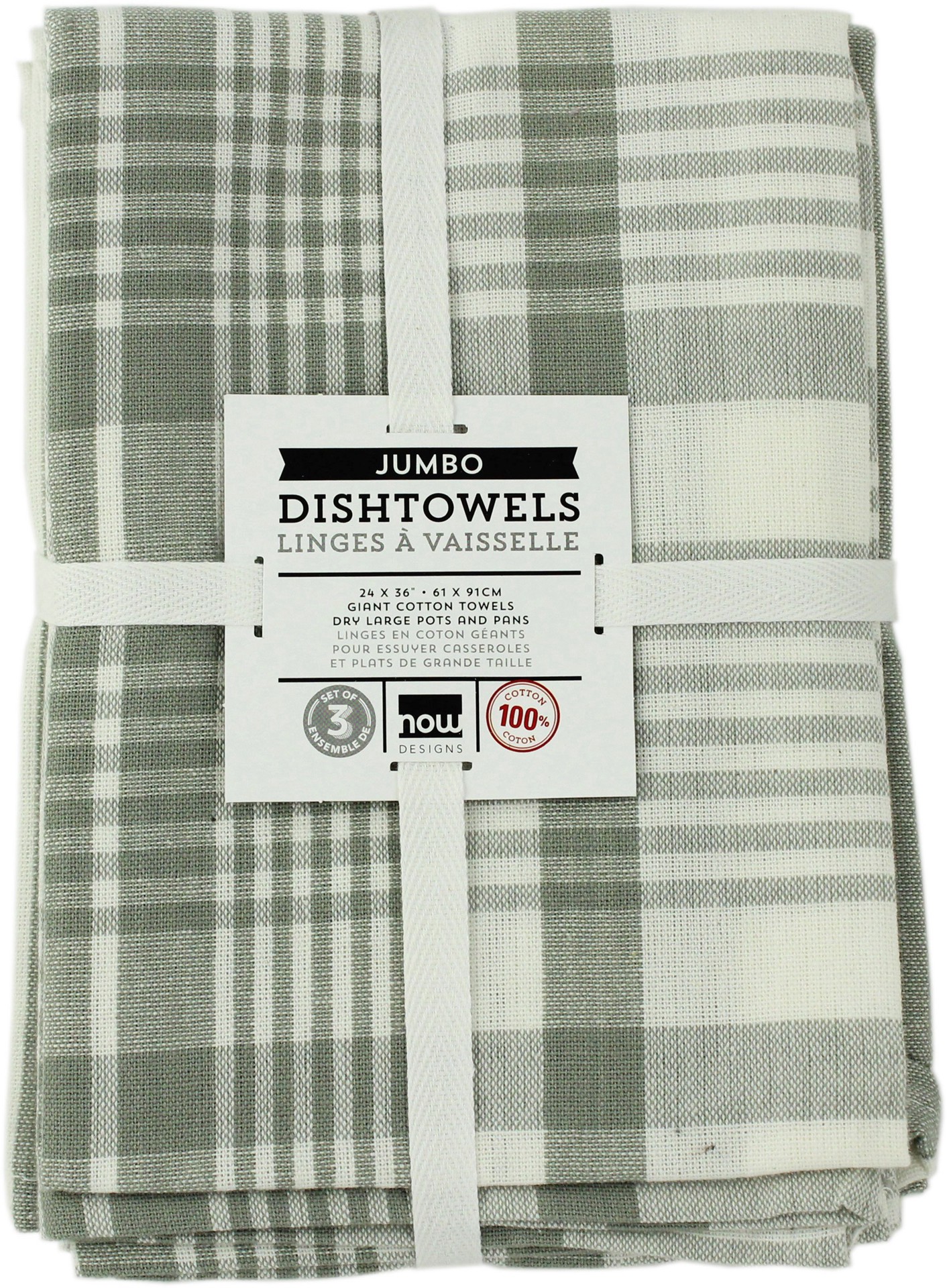slide 1 of 1, Now Designs Pure Kitchen London Gray Teatowels Set/3, 3 ct