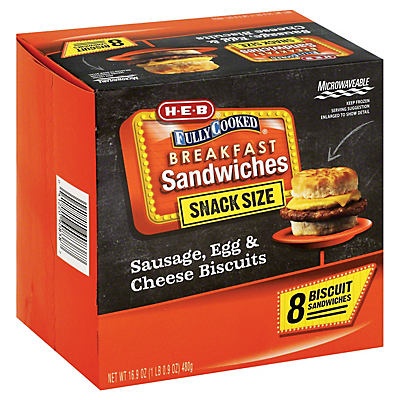 H-E-B Fully Cooked Sausage Egg And Cheese Biscuits 8 Ct | Shipt