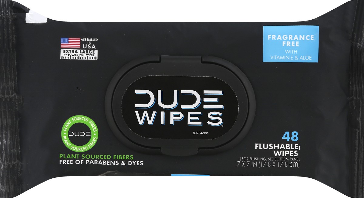 slide 6 of 11, DUDE Extra Large Fragrance Free Flushable Wipes 2 - 48 Wipe Packs, 2 ct