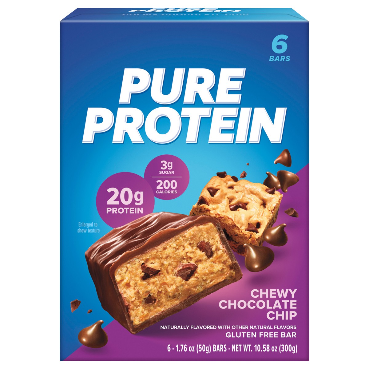 slide 1 of 1, Pure Protein Bars, Chewy Chocolate Chip, 20 g Protein, 1.76 oz, 6 ct, 6 ct