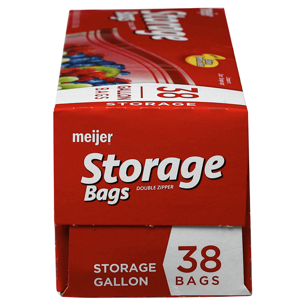 slide 16 of 17, Meijer Double Zipper Storage Bags, Gallon, 38 ct