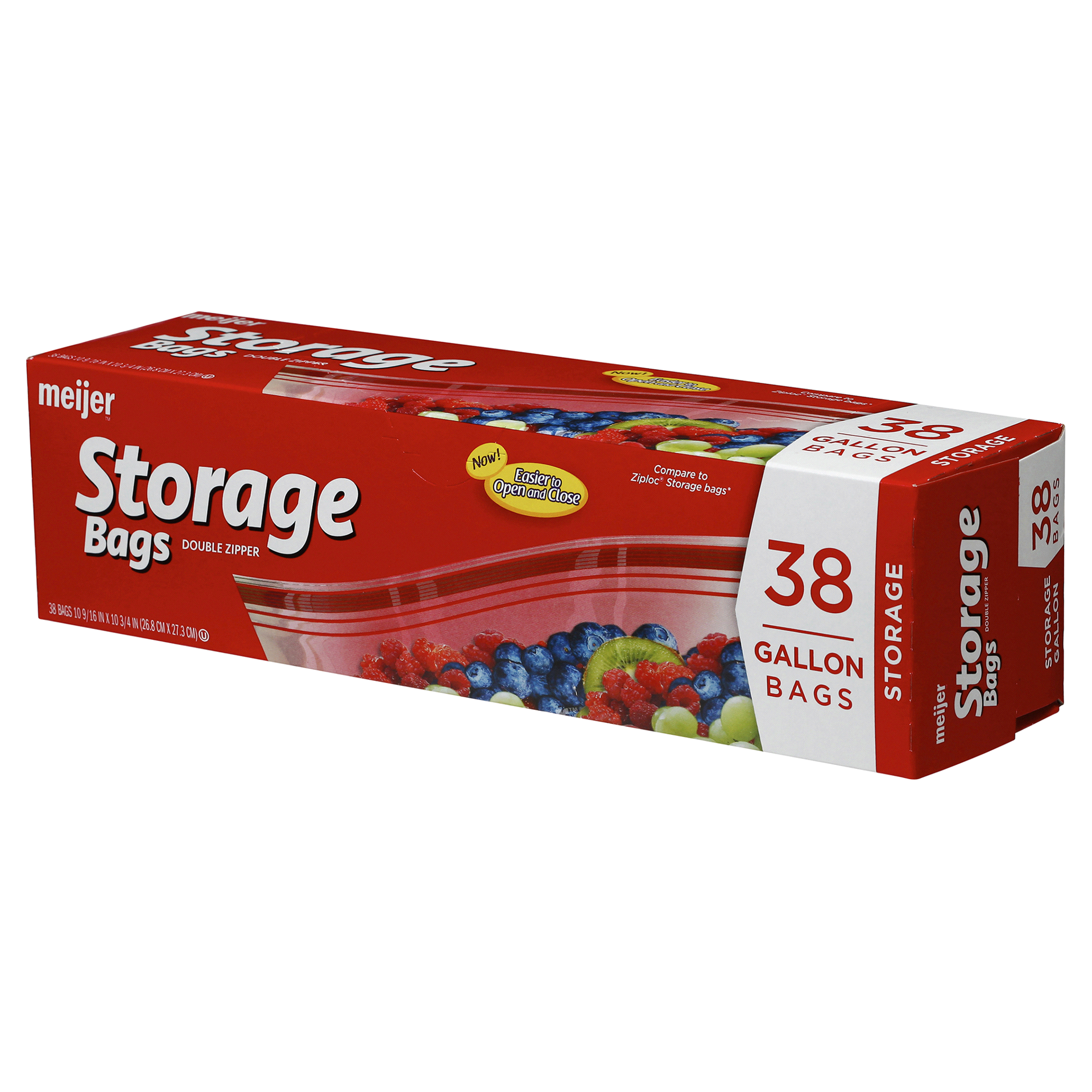 slide 9 of 17, Meijer Double Zipper Storage Bags, Gallon, 38 ct