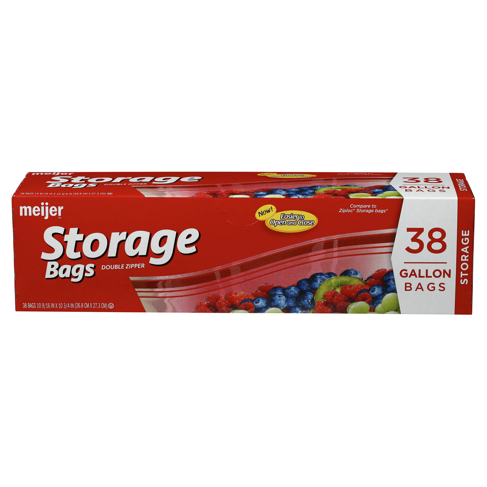 slide 1 of 17, Meijer Double Zipper Storage Bags, Gallon, 38 ct