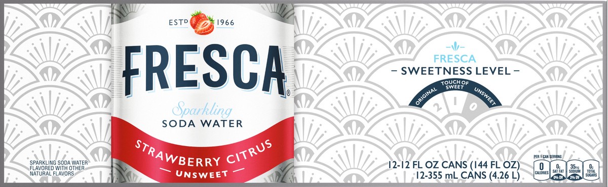 slide 3 of 8, Fresca Strawberry Citrus Sparkling Soda Water, 12 ct; 12 fl oz