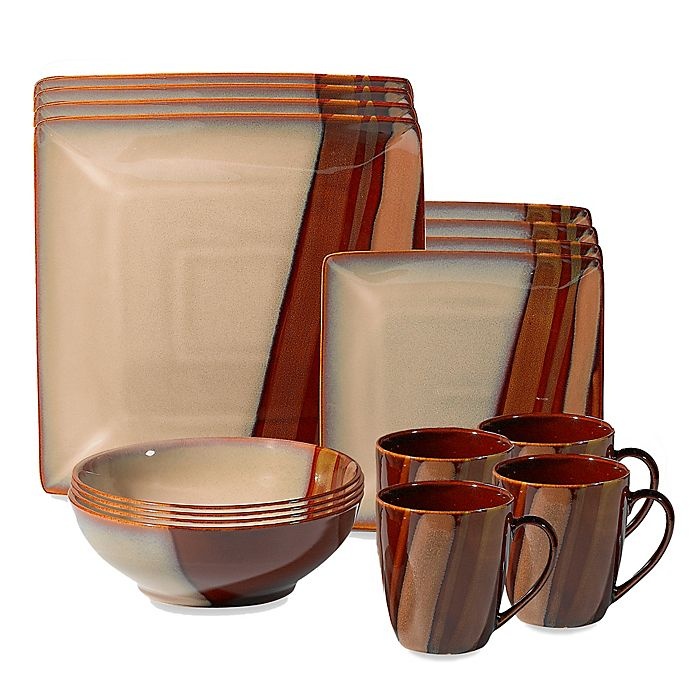 slide 1 of 1, Sango Avanti Brown Dinnerware Set, 16 ct