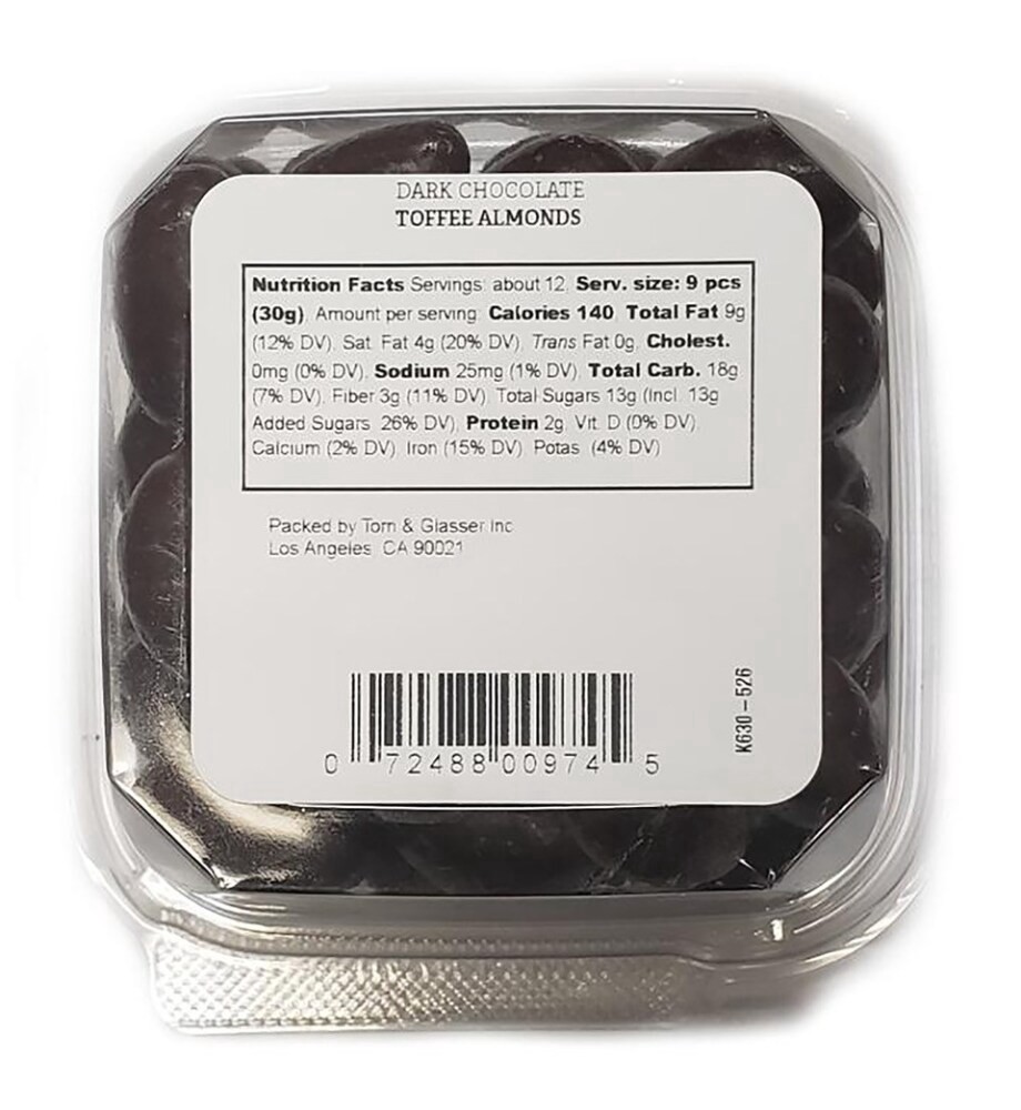 slide 2 of 2, Torn & Glasser Dark Chocolate Toffee Almonds - 12.5 oz, 12.5 oz