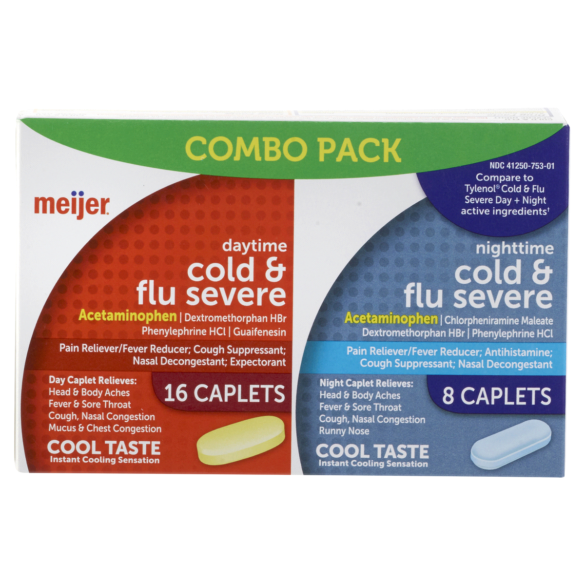 slide 1 of 17, Meijer Cold and Flu Severe Caplets-Day/Night Combo Pack, 24 ct