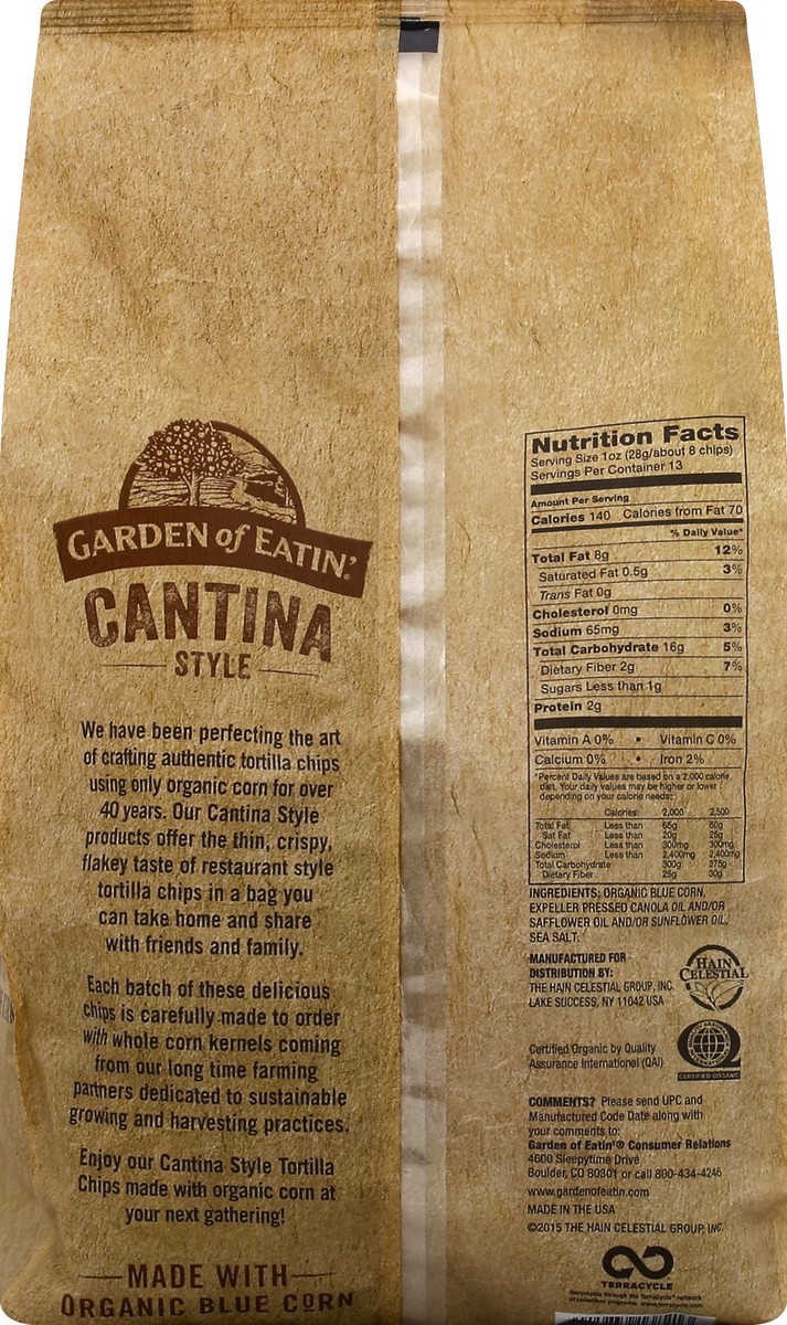 slide 6 of 6, Garden of Eatin' Cantina Style Blue Chips Corn Tortilla Chips With Sea Salt, 13 oz