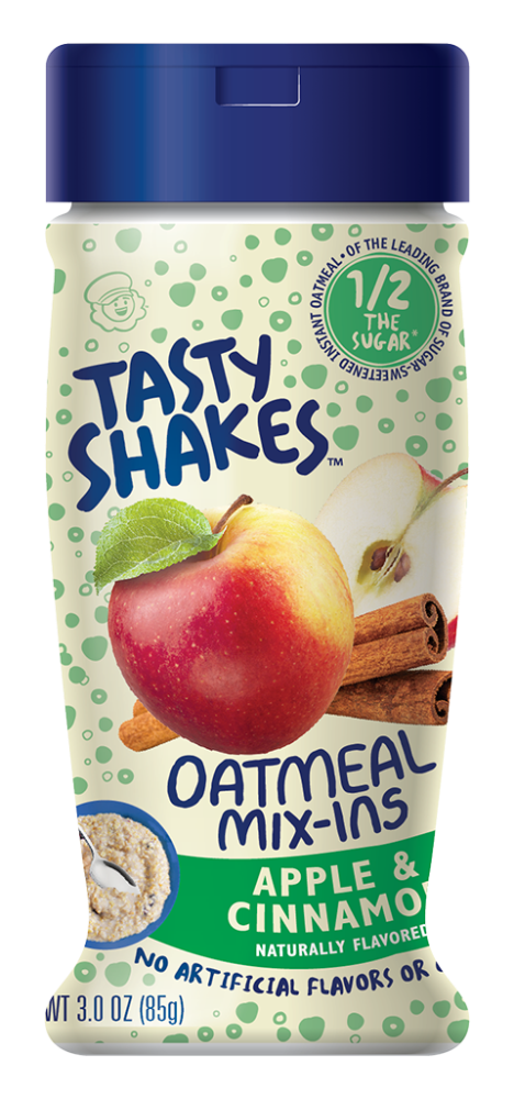 slide 1 of 1, Tasty Shakes Oatmeal Mix-ins Apple & Cinnamon Flavored, 3 oz