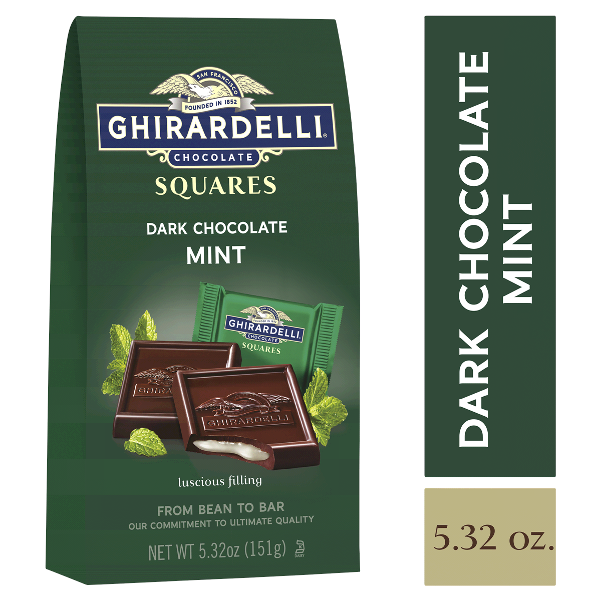 Ghirardelli Dark Chocolate Squares, Mint - 5.32 oz