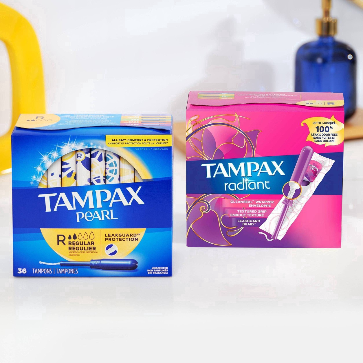 slide 52 of 110, Tampax Pearl Tampons Duo Pack, Regular/Super Absorbency with BPA-Free Plastic Applicator and LeakGuard Braid, Unscented, 34 Count, 34 ct