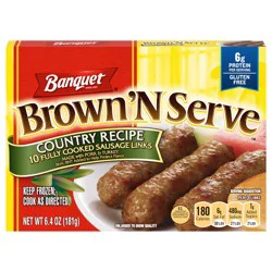Banquet Brown'N Serve Country Recipe Fully Cooked Sausage Links, Frozen Breakfast, 6.4 oz.