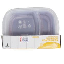 Weis Quality Divided 3 Cup 3CT Plastic Storage Container