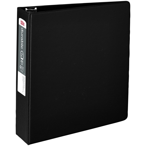 slide 1 of 5, Office Depot Brand Nonstick Round-Ring Binder, 2'' Rings, 64% Recycled, Black, 1 ct