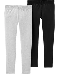 Carter's Kid 2-Pack Heather Gray & Black Leggings, Size 5