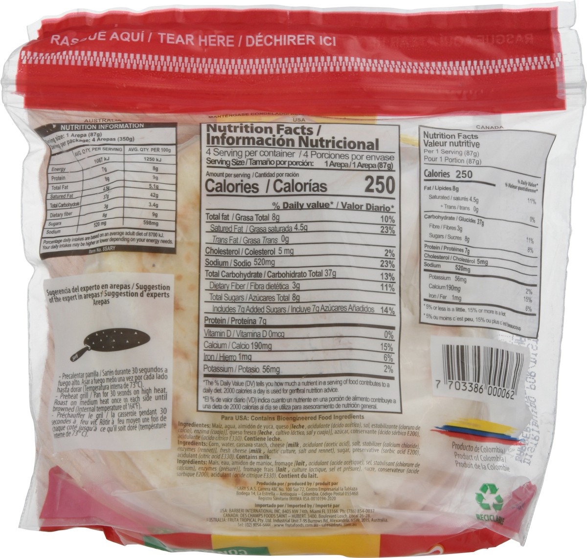 slide 2 of 9, Sary Yucca Arepas Filled with Cheese 4 ea, 4 ct