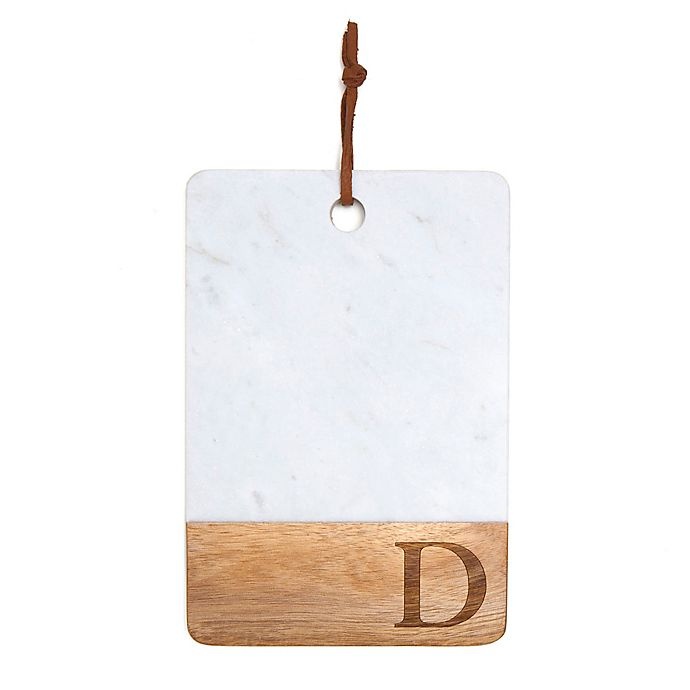 slide 1 of 2, Artisanal Kitchen Supply Monogram Letter D''Marble and Acacia Wood Paddle Board'', 1 ct