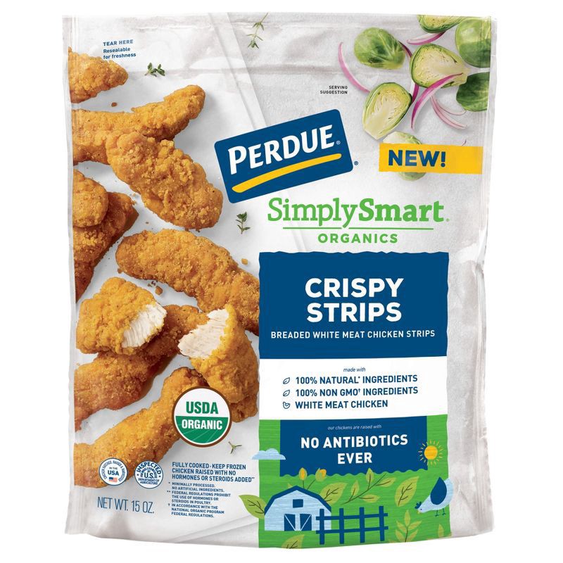 slide 1 of 1, PERDUE SIMPLY SMART Organics Lightly Breaded Chicken Breast Strips, 15 oz, 15 oz