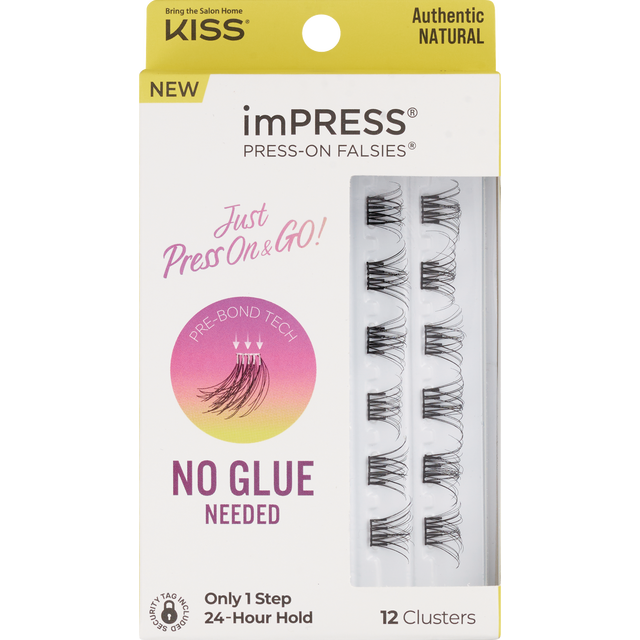 slide 1 of 1, imPRESS Press-On Falsies Authentic Natural Clusters 12 ea, 12 ct