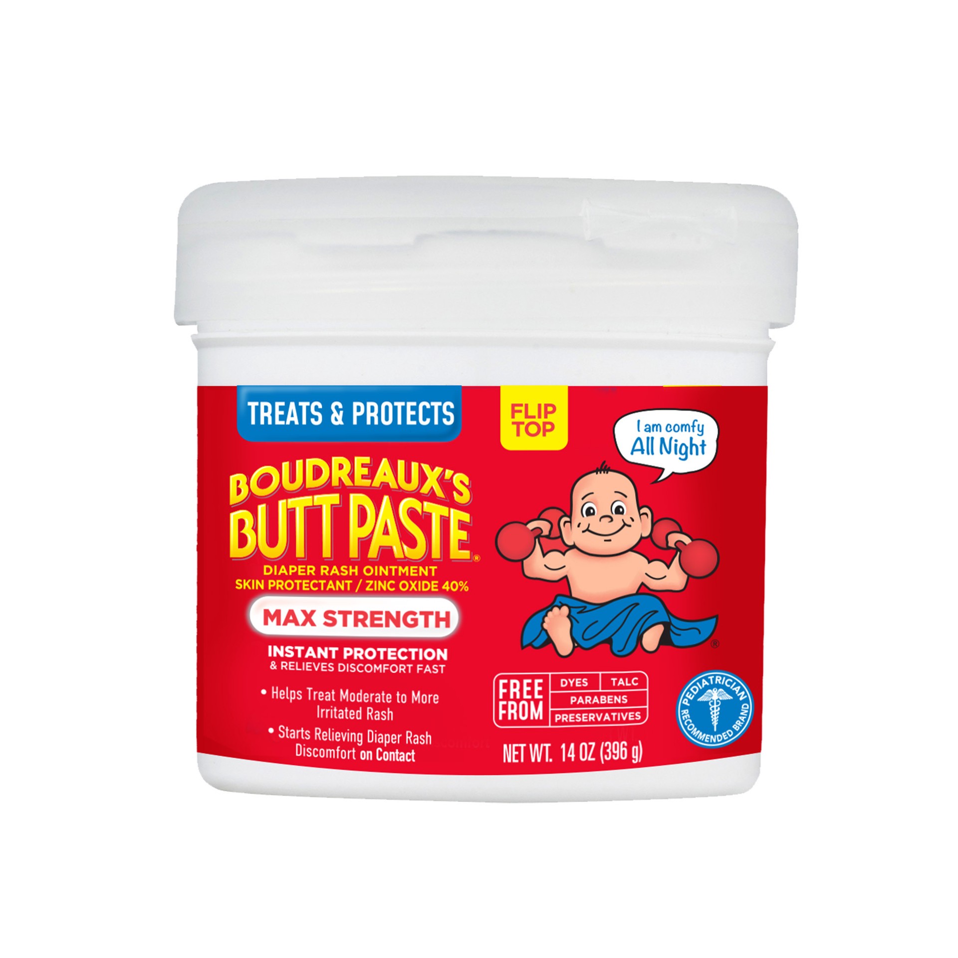 slide 1 of 2, Boudreaux's Butt Paste Maximum Strength, Baby Diaper Rash Cream, Ointment, 14 oz Flip-Top, 14 oz