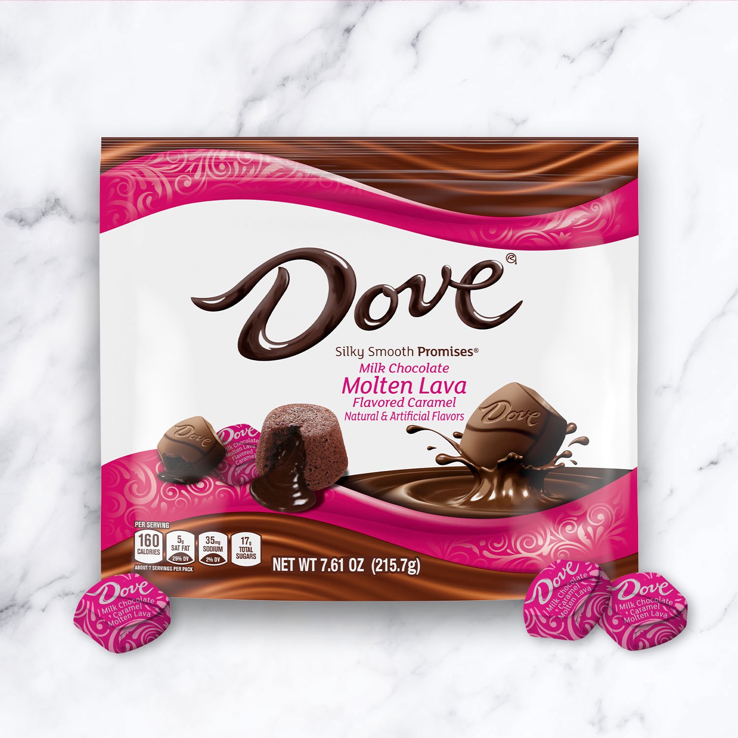 slide 3 of 5, Dove PROMISES Milk Chocolate Molten Lava Caramel Candy, 7.61 oz Bag, 7.61 oz