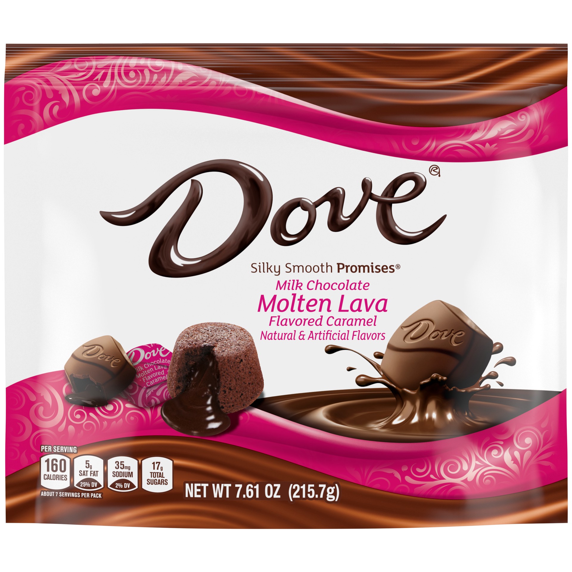 slide 1 of 5, Dove PROMISES Milk Chocolate Molten Lava Caramel Candy, 7.61 oz Bag, 7.61 oz