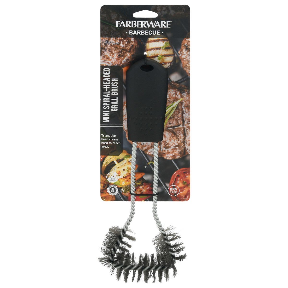slide 1 of 9, Farberware BBQ Mini Spiral Headed Grill Brush Black, 1 ct