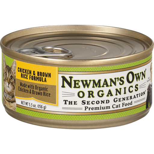 slide 1 of 8, Newman's Own Cat Food, Premium, Chicken & Brown Rice Formula, 5.5 oz