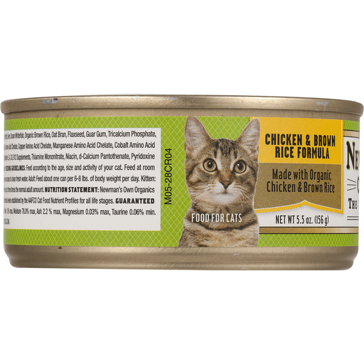 slide 8 of 8, Newman's Own Cat Food, Premium, Chicken & Brown Rice Formula, 5.5 oz