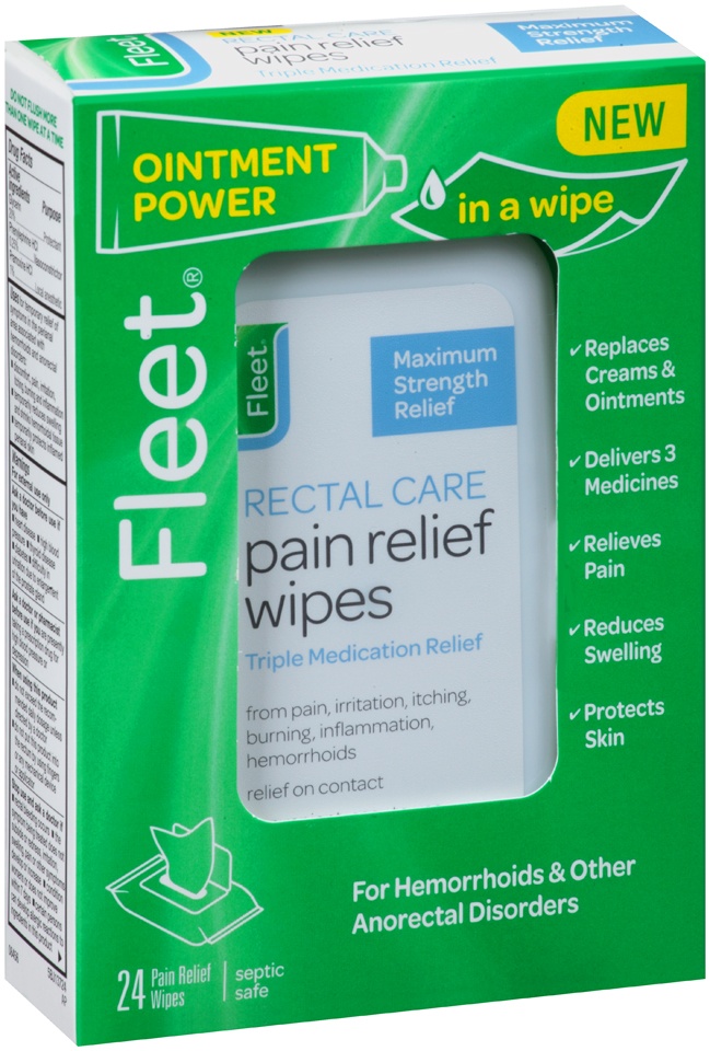 slide 1 of 1, Fleet Pain Relief Wipes 24 ea, 24 ct