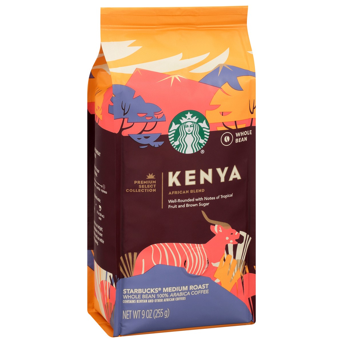 slide 2 of 9, Starbucks Medium Roast 100% Arabica Whole Bean Kenya Coffee 9 oz Bag, 9 oz