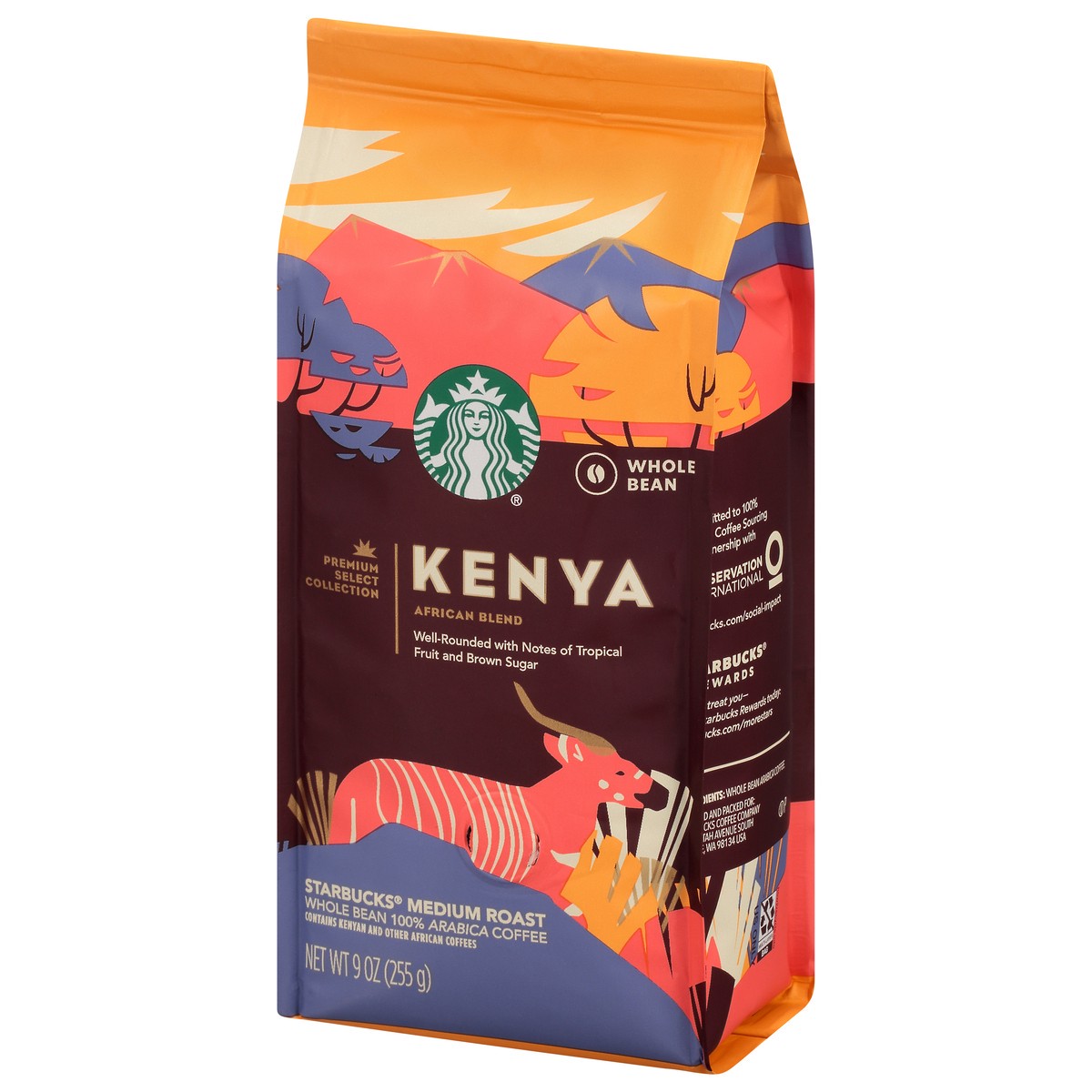 slide 6 of 9, Starbucks Medium Roast 100% Arabica Whole Bean Kenya Coffee 9 oz Bag, 9 oz