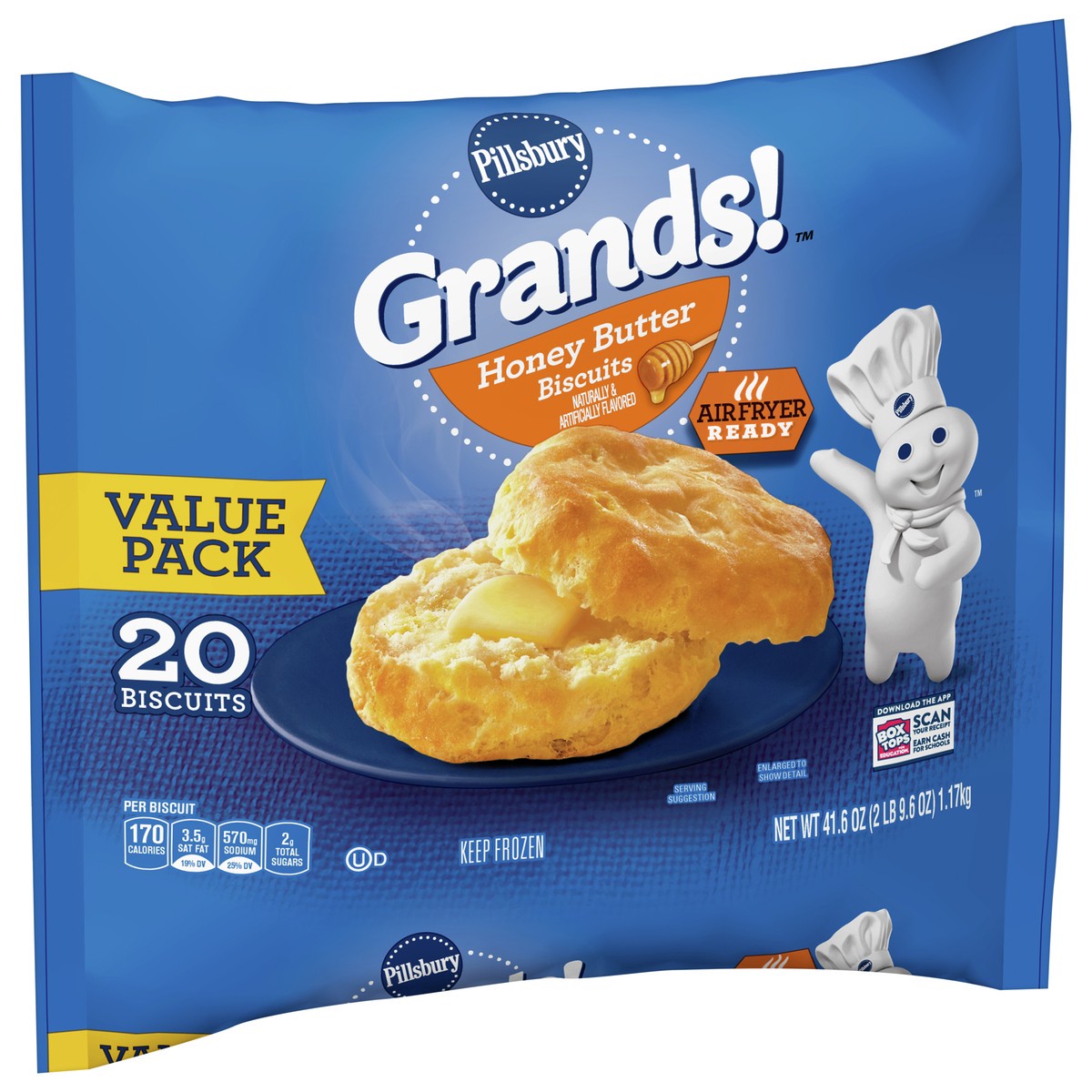 slide 9 of 11, Pillsbury Grands! Frozen Biscuits Value Pack, Honey Butter, 20 ct., 41.6 oz., 20 ct