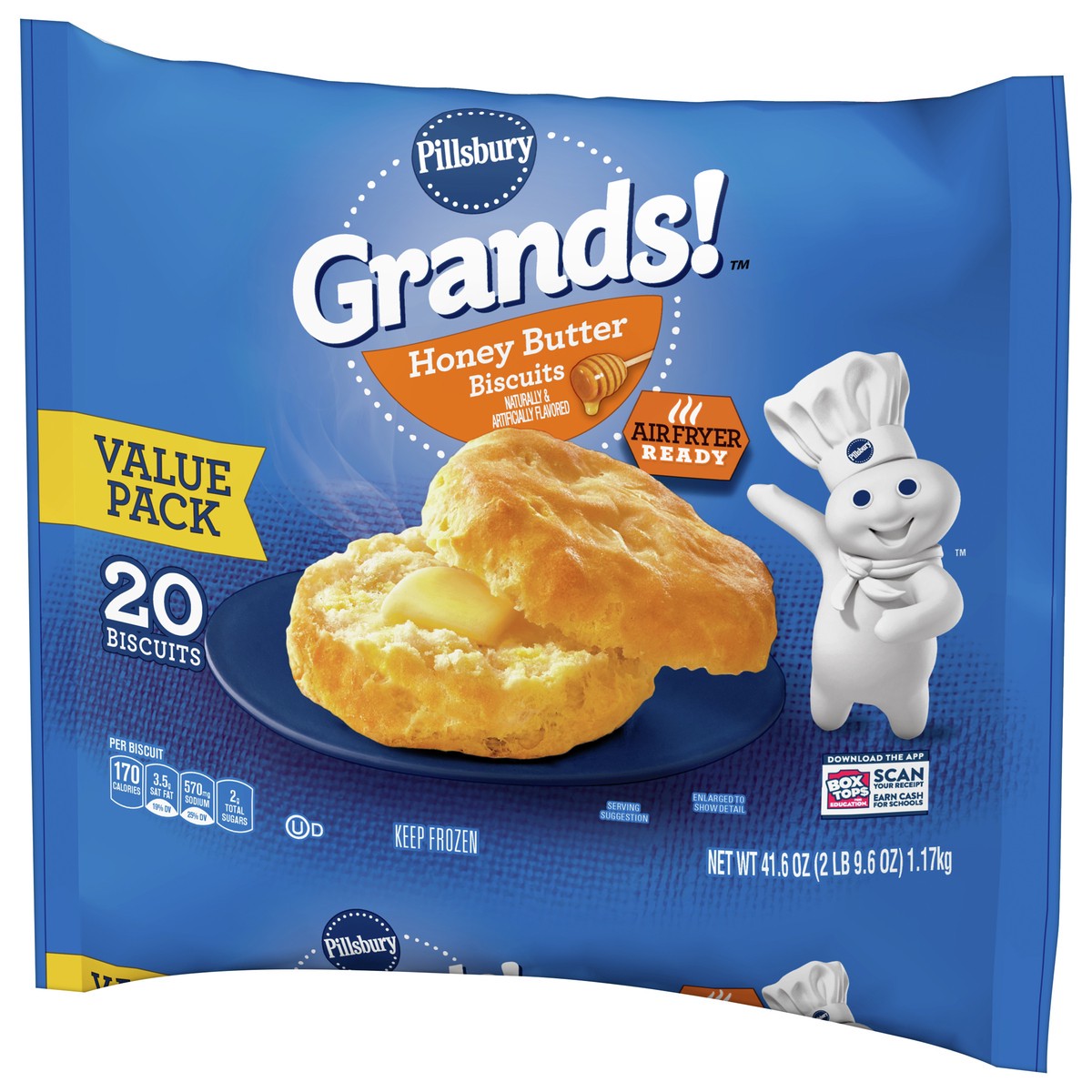 slide 3 of 11, Pillsbury Grands! Frozen Biscuits Value Pack, Honey Butter, 20 ct., 41.6 oz., 20 ct