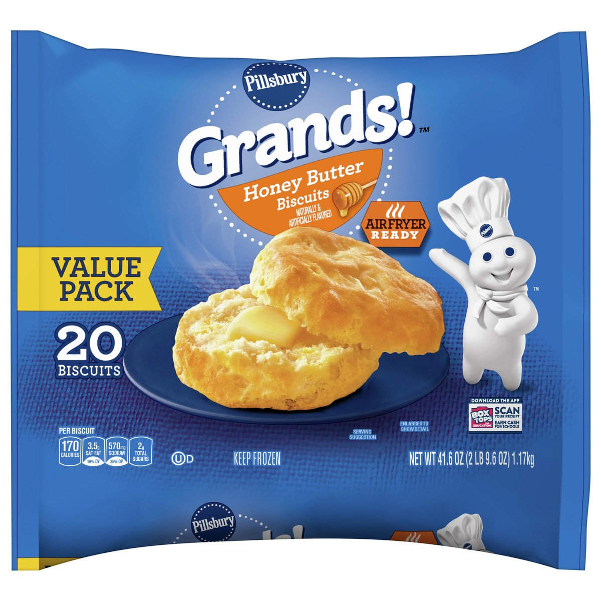 slide 6 of 11, Pillsbury Grands! Frozen Biscuits Value Pack, Honey Butter, 20 ct., 41.6 oz., 20 ct