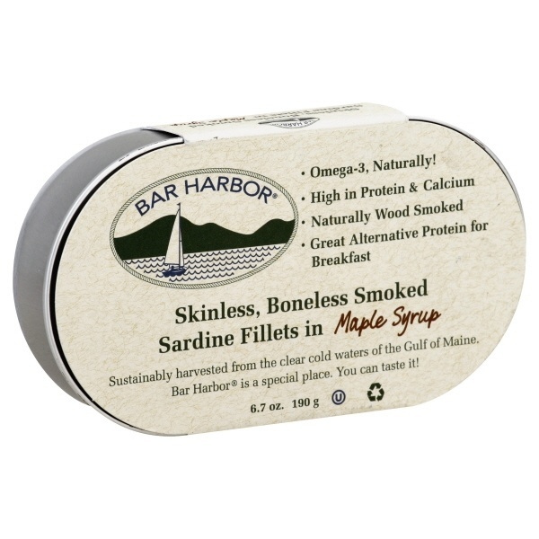 slide 1 of 1, Bar Harbor Skinless Boneless Smoked Sardine Fillets In Maple Syrup, 6.7 oz