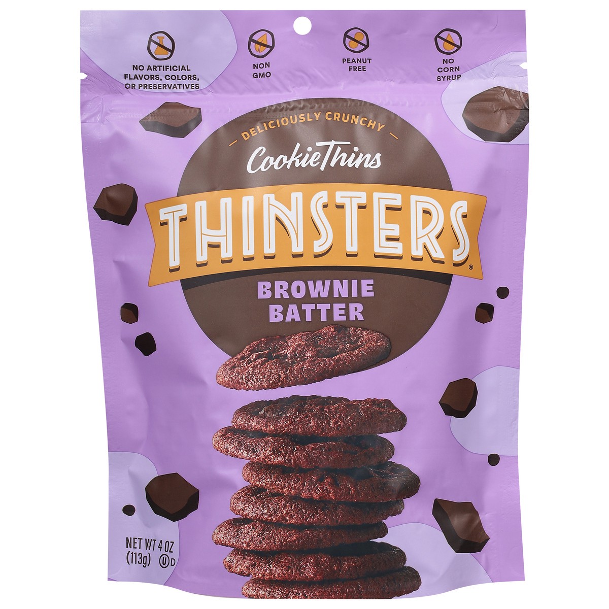 slide 1 of 7, Thinsters Brownie Batter Cookie Thins, 4 oz