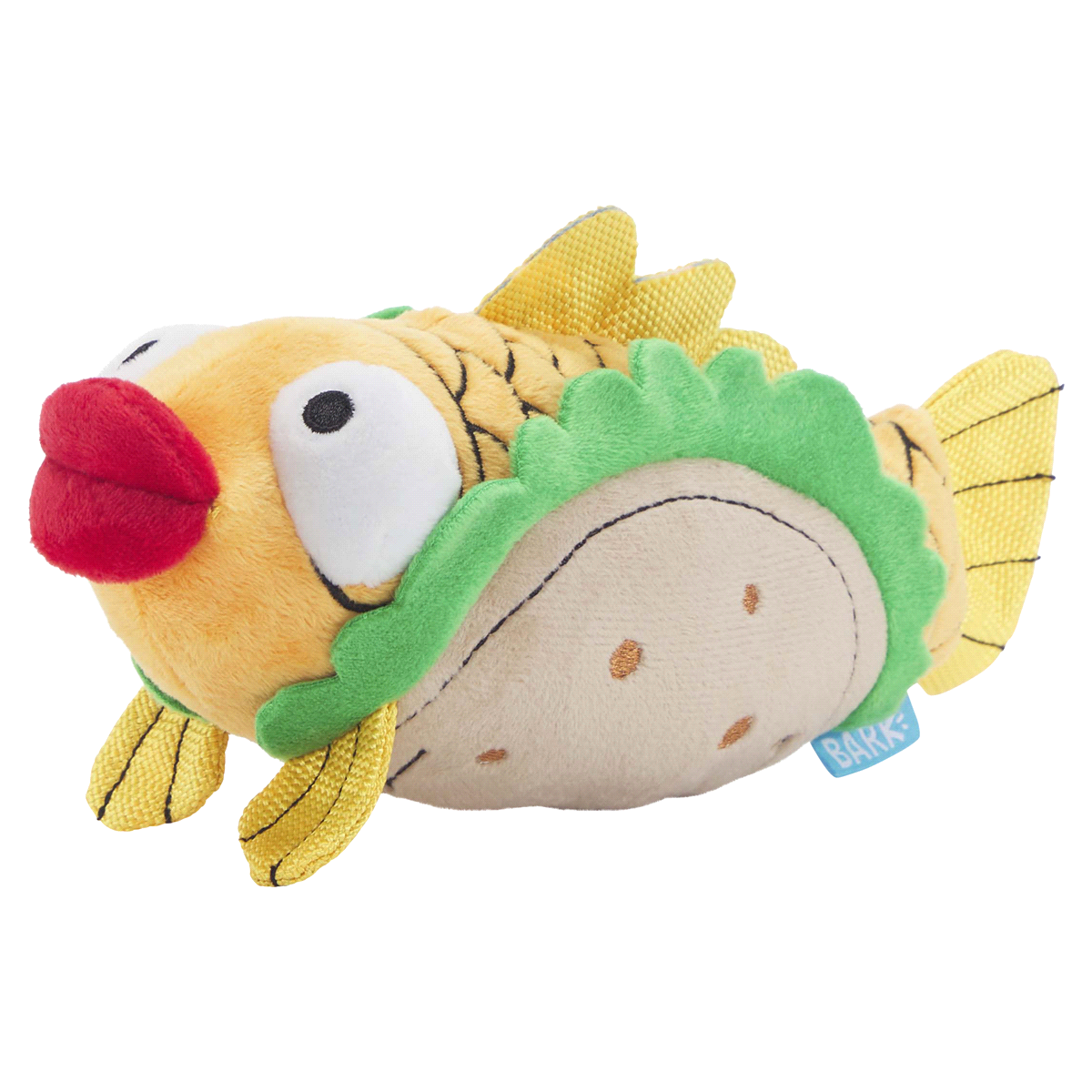 slide 1 of 1, BARK Ernesto the Fish Taco Squeaker Dog Toy - Tan/Orange, 1 ct