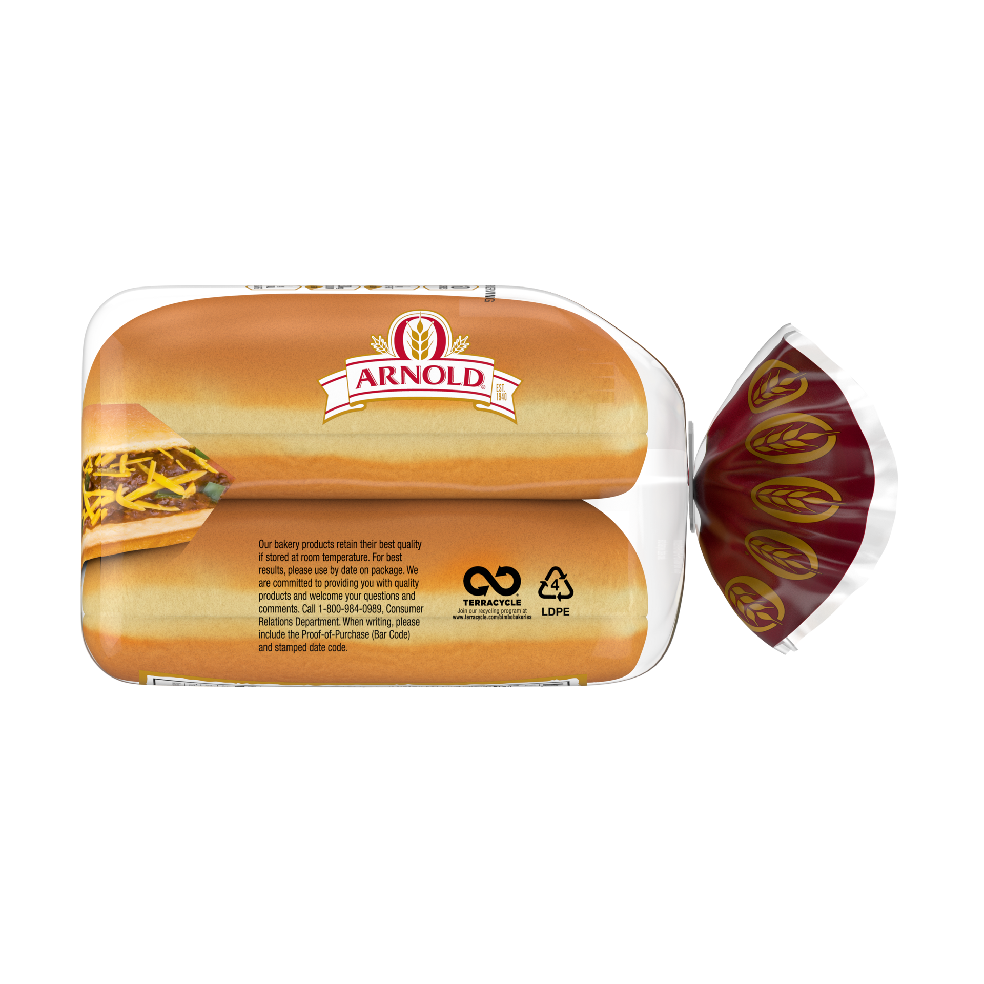 slide 3 of 5, Arnold Potato Buns, 8 count, Hot Dog Buns, 16 oz Bag, 8 ct