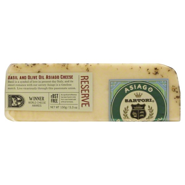 slide 1 of 7, Sartori Basil Asiago, 5.3 oz