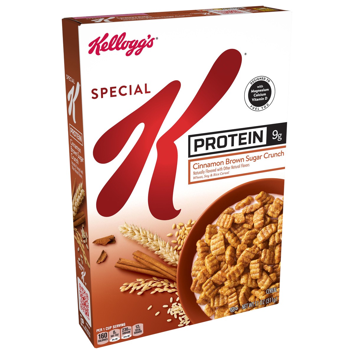 slide 3 of 8, Special K Kellogg's Special K Protein Breakfast Cereal, 10 Vitamins and Minerals, Protein Snacks, Cinnamon Brown Sugar Crunch, 11oz Box, 1 Box, 11 oz