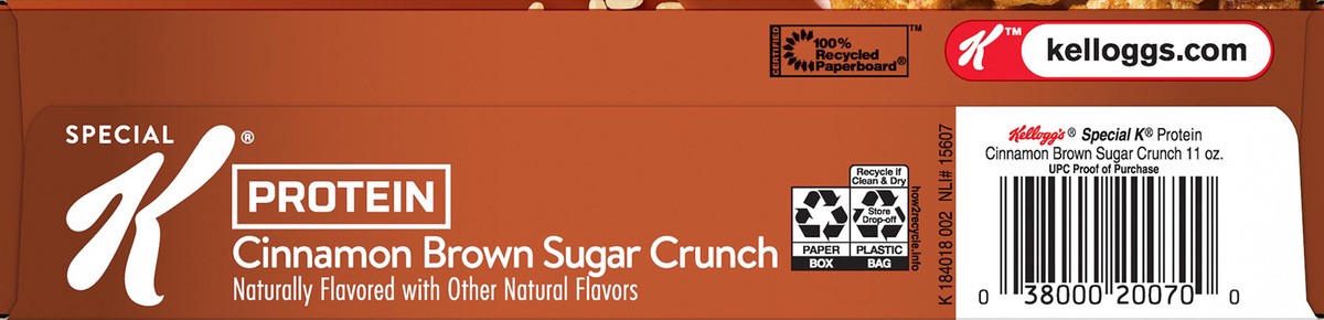 slide 6 of 8, Special K Kellogg's Special K Protein Breakfast Cereal, 10 Vitamins and Minerals, Protein Snacks, Cinnamon Brown Sugar Crunch, 11oz Box, 1 Box, 11 oz