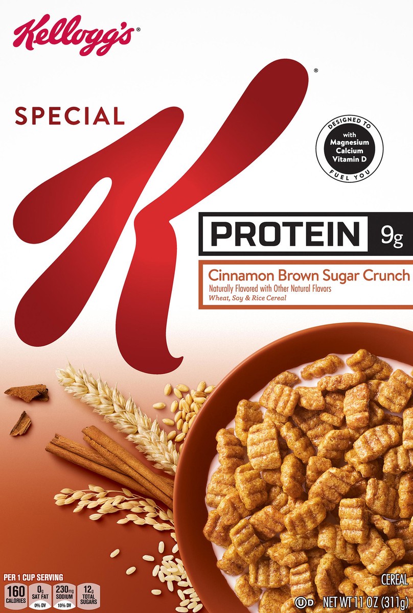 slide 5 of 8, Special K Kellogg's Special K Protein Breakfast Cereal, 10 Vitamins and Minerals, Protein Snacks, Cinnamon Brown Sugar Crunch, 11oz Box, 1 Box, 11 oz