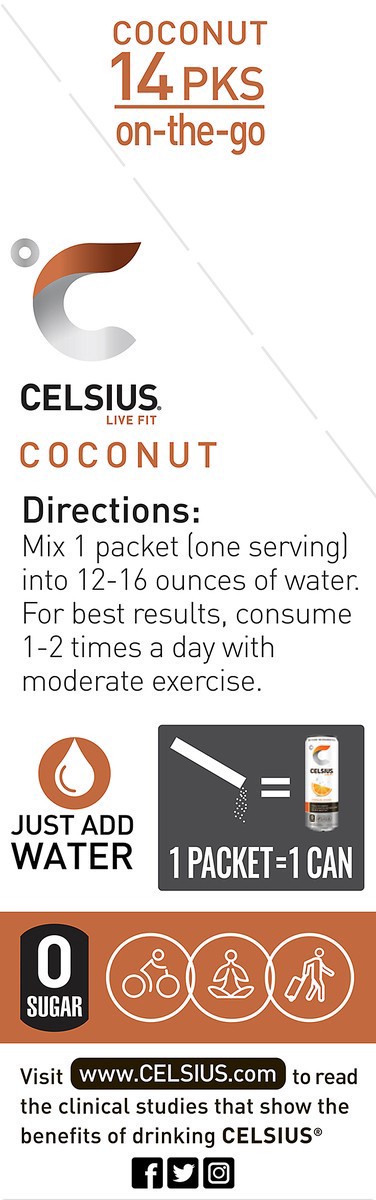 slide 4 of 7, CELSIUS Live Fit Coconut Fitness Drink 14 ea, 14 ct