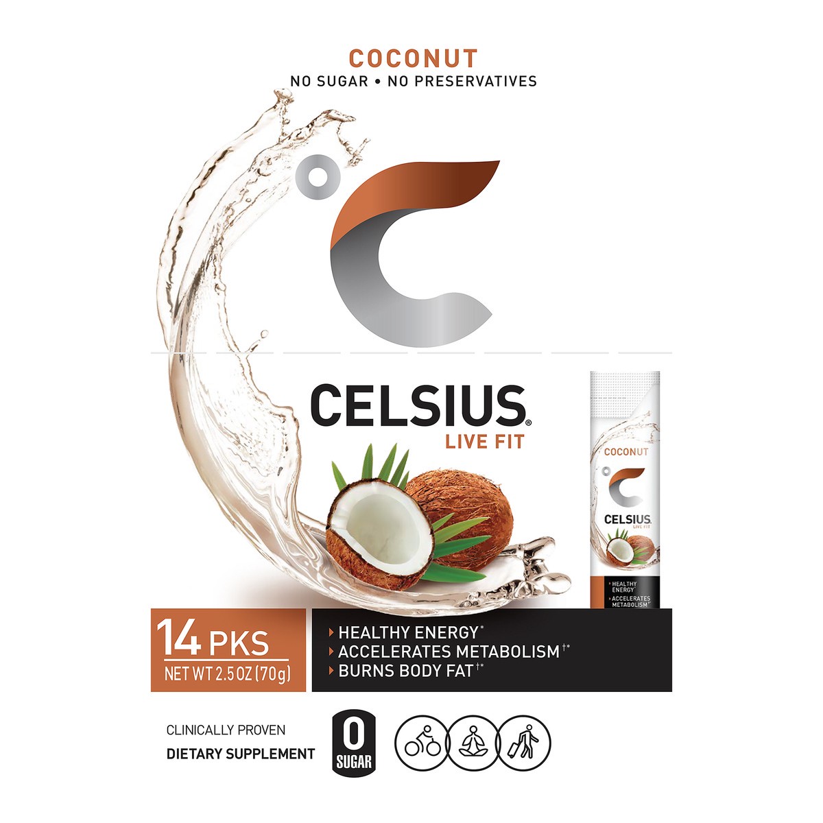 slide 1 of 7, CELSIUS Live Fit Coconut Fitness Drink 14 ea, 14 ct