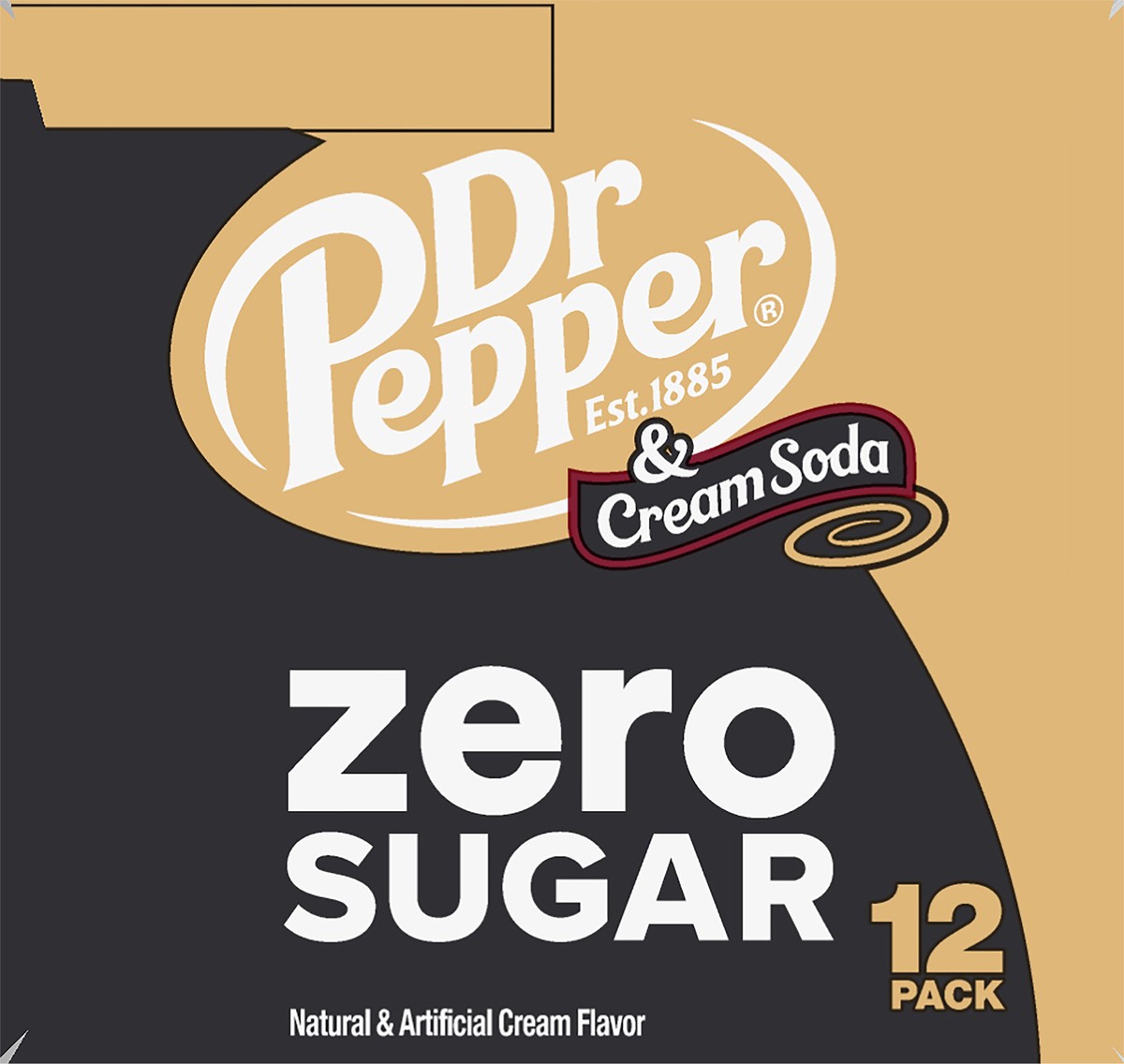 slide 4 of 7, Dr Pepper 12 Pack Zero Sugar Cream Soda 12-12 fl oz Can, 12 ct; 12 fl oz