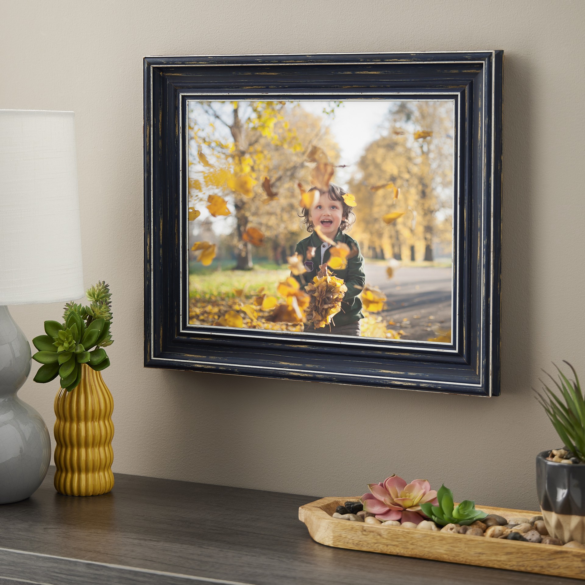 slide 4 of 4, Home 11" X 14" Distressed Blue Frame By Studio Decor, 11 in x 14 in