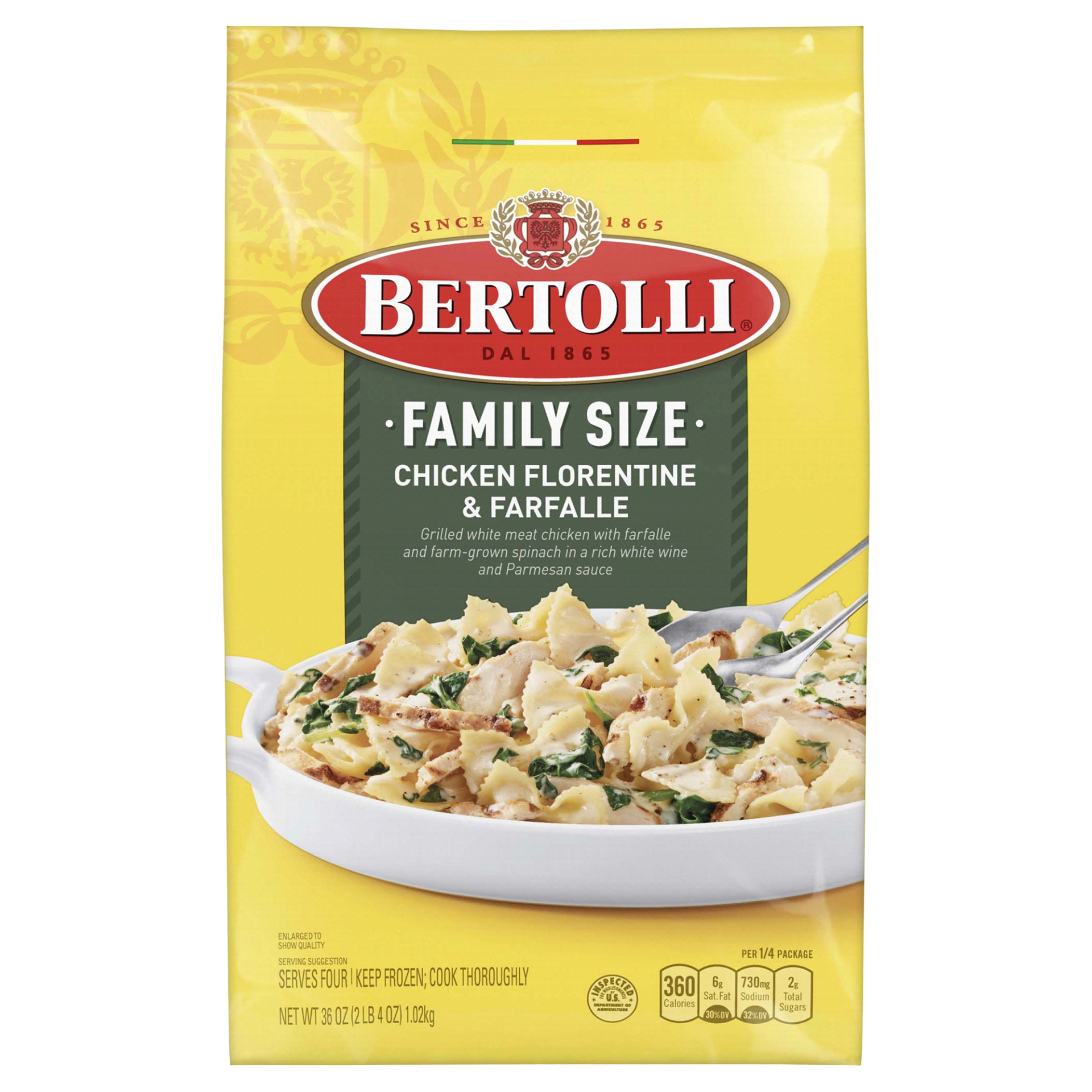 slide 1 of 1, Bertolli Chicken Florentine & Farfalle Family Size, 36 oz